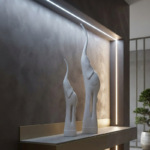 طقم تماثيل أفيال تجريدية فاخرة ذات تصميم طويل ومبروم - قطعتان